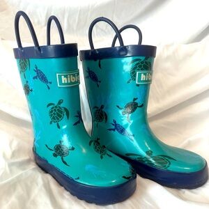 Hibigo kids/toddler unisex natural rubber rain boots -size 10